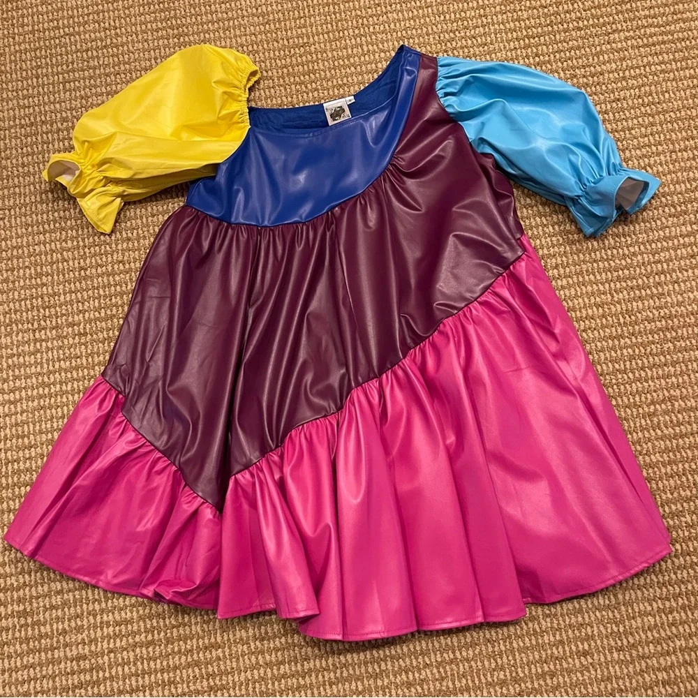 QUEEN OF SPARKLES Colorblock Mini Dress in Yellow, Blue, Purple & Pink - Picture 4 of 10